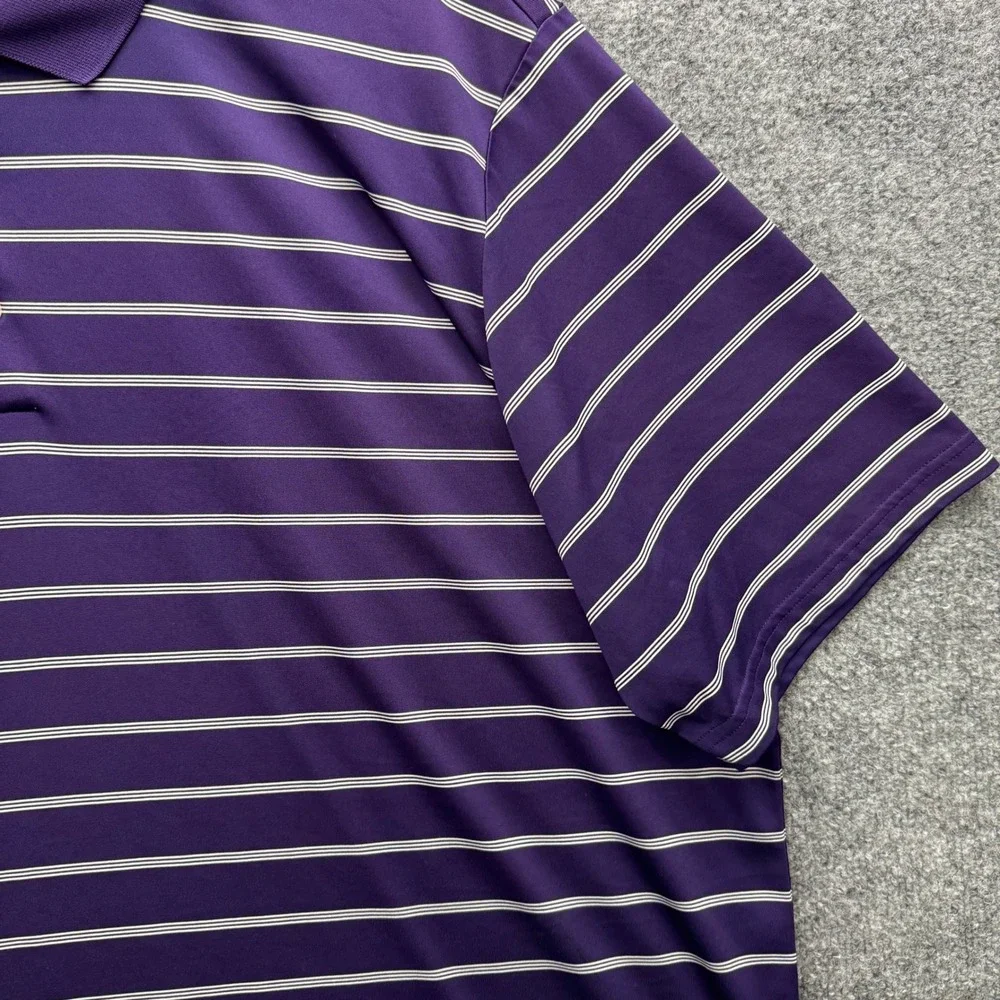 adidas puremotion Golf Polo Shirt Mens 2XL Purple Short Sleeve Striped Athletic - Picture 6 of 11